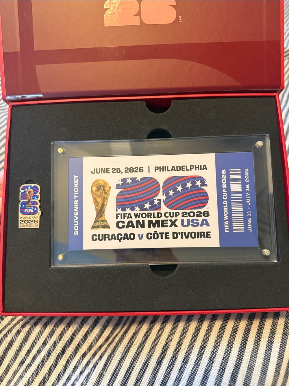 FIFA World Cup 2026 Souvenir Ticket w pin, passport holder, luggage tag & notebk